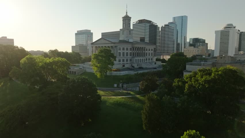 Nashville State Capitol with Backlighting Sunrise