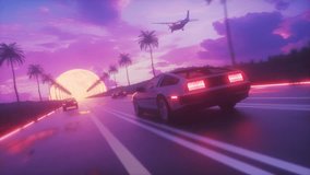 This Stock Motion Graphics video shows a Driving Car with Endless Road and landscape SynthWave style animated Background on a seamless Loop - Powered by Shutterstock - Get 15% off with code: PIKWIZARD15