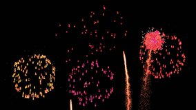 Fireworks celebration looped 4k video clip. Alpha channel ready. Isolated transparent background