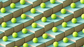 Tennis Balls On Cubes Abstract Background Looped 4K