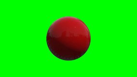 3D cricket ball slowly rolling on the spot. A shiny red cricket ball in a continuous loop roll is perfect for sports advertising. 4K clip at 30 fps for smooth motion with a green screen.