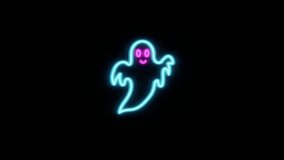 Mystical video featuring a glow neon light GHOST shape illustration. Ideal for diverse projects. Elevate your visuals with this dynamic and stylish representation of illuminated spooky atmospheres.