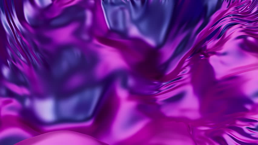 Futuristic iridescent holographic moving waves. Metallic foil moving background. Neon colors wavy surface