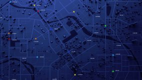 3D Rendering Top view City map with navigator line and destination GPS Technology transportation, Futuristic user interface, HUD Head-up display. Technology and futuristic concept - Powered by Shutterstock - Get 15% off with code: PIKWIZARD15