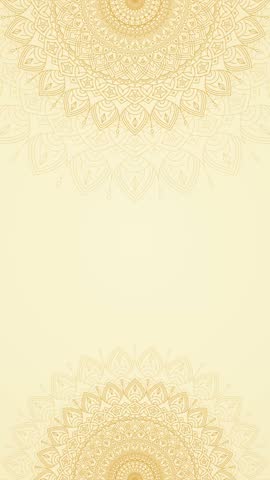 Radiant Golden Blank Vertical Video Background Adorned with Looping Animation Intricate Ornamental Thin Mandala Lines