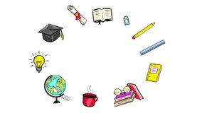 Animated hand drawn education round frame template Isolated on white background. International Teacher's Day or Back to school concept frame or banner template. Education card or banner animation. - Powered by Shutterstock - Get 15% off with code: PIKWIZARD15