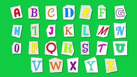 alphabet colorful cutout letters on green screen 4k loop animation, isolated characters design element - Powered by Shutterstock - Get 15% off with code: PIKWIZARD15