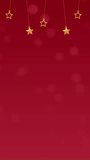 Red Christmas Vertical Video Animation Background Decorated With Hanging Gold Stars And Defocused Snowflakes