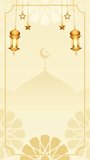 Satin Cream White Simple Islamic Blank Vertical Video Background Decorated With Hanging Lantern And Golden Stars Looping Animation