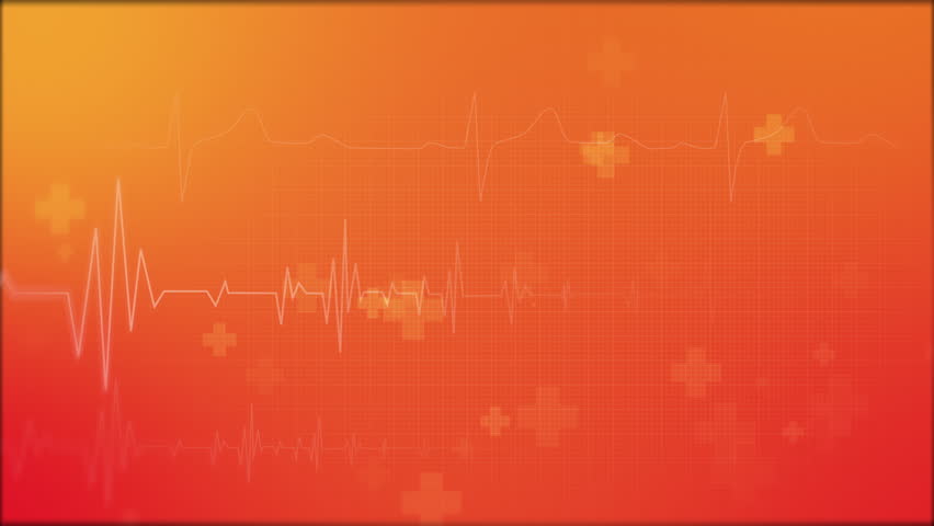 Health care and science icon pattern medical innovation concept. Text frame surface. Loop animation orange background with cardiogram. - Powered by Shutterstock - Get 15% off with code: PIKWIZARD15