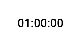1 minute countdown timer animation on white background