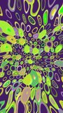 Vertical video - trendy trippy 1970s retro pattern background animation with groovy colorful psychedelic circles and concentric circles. This vintage motion background is full HD and a seamless loop.