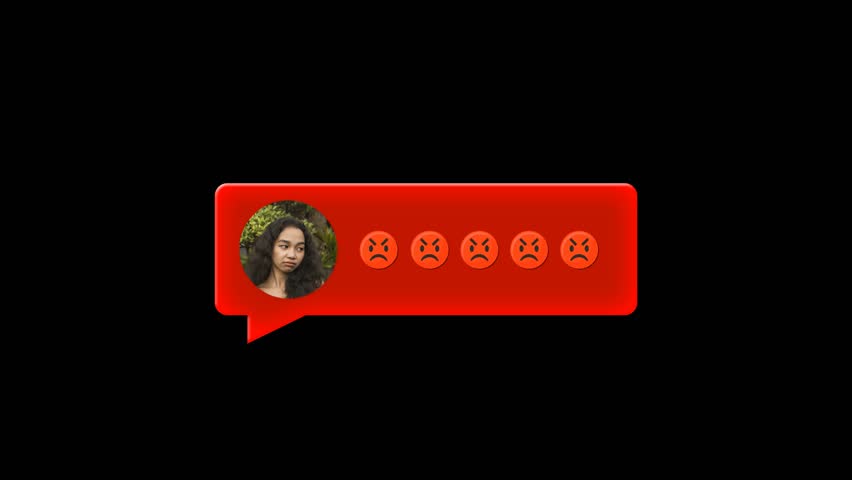 Animated chatbox intro and outro - An angry woman sending multiple mad emojis via chat, symbolizing negative feedback and anger on social media.