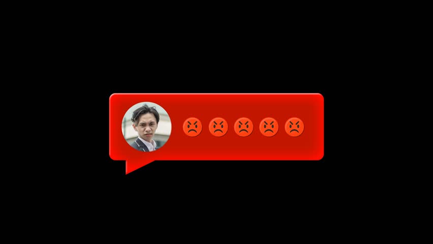 Animated chatbox intro and outro - An angry man sending multiple mad emojis via chat, symbolizing negative feedback and anger on social media.