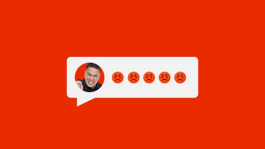 Animated chatbox intro and outro - An angry man sending multiple mad emojis via chat, symbolizing negative feedback and anger on social media.