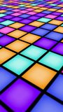 Vertical video - colorful nightclub LED dance floor with a mosaic pattern of flashing multicolored LED disco lights. This fun dynamic party or event motion background animation is full HD and looping.