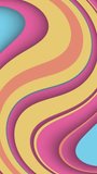 Vertical video - trendy colorful wavy pattern background with gently moving cutout shapes in vibrant color tones. This swirling abstract motion background animation is HD and a seamless loop.