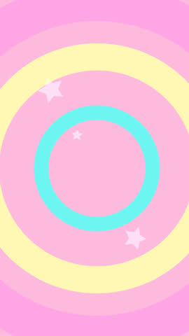 cartoon pastel colorful circles and stars background loop - vertical social media format backdrop