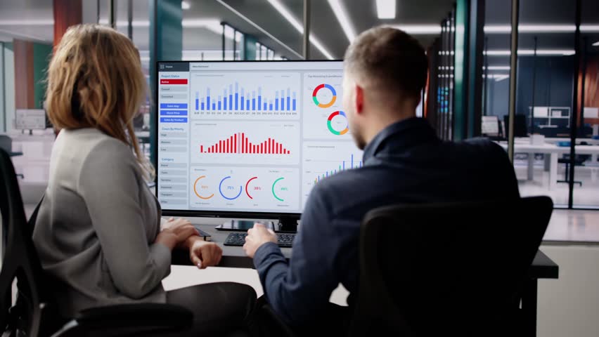 Performance Analytics Dashboard Tech On PC Screen. Computer Dashboard Royalty-Free Stock Footage #3444613297