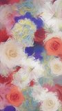 Vertical video - abstract floral motion background animation in the style of a watercolor painting.	
