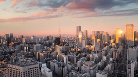 tokyo city downtown aerial view timelapse from night to day minato ward district,high point of view time lapse of modern urban town business buildings and skyscrapers - Powered by Shutterstock - Get 15% off with code: PIKWIZARD15