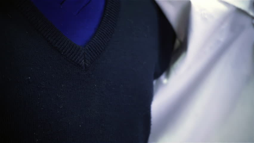 Close Up of Student Getting Ready for School, Buttoning Uniform, Argentina - 4K