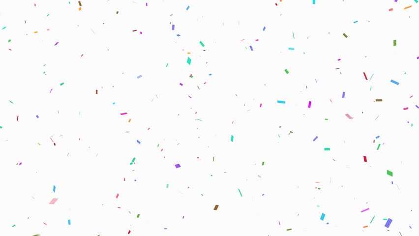 Multicolored confetti falling holiday or party abstract background 4K video.