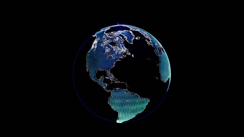 Earth globe hologram conveying connectivity. Abstract Digital technology globe virtual planet Earth. Elements related to Technology or Big data network concept. Animation seamless loop.
