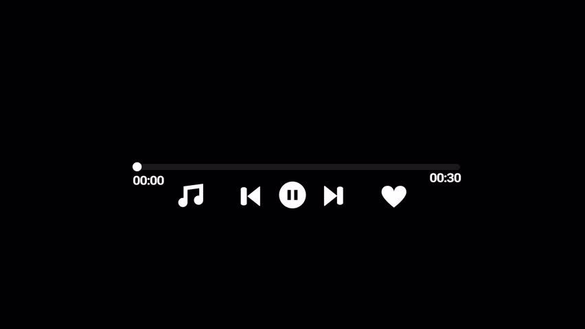 Music player scroll bar button with audio reactor, Music timeline or video track player, Timeline bar moving as song media playing, Audio music timeline bar moving with track on black background.  Royalty-Free Stock Footage #3444869925