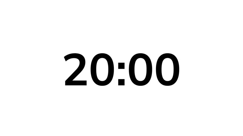 20 second countdown timer on white background