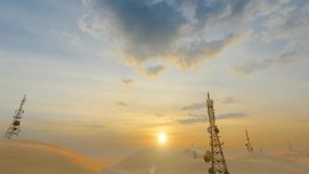 Desert 5g base station signal tower time-lapse video
