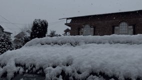 Pahalgm, Kashmir: A Snowy Adventure in the Himalayan Region Anantnag - snow on roads, Snowboarding, and Majestic View Clip