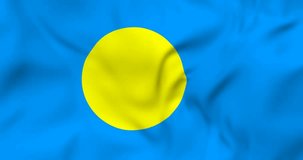 Waving flag of Palau. 3d seamless animation in 4k resolution video.