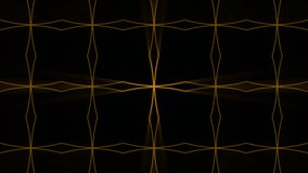 Abstract background with gold light kaleidoscope. Seamless loop