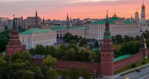 Government, Kremlin, Fortified, Walled, Aerial, Moscow City, Raw, Log, 4k, Stock Footage, Russia, Politics, Historical, Landmark, Architecture, Landmarks, Urban, Capital, Drone, Building, Urban 