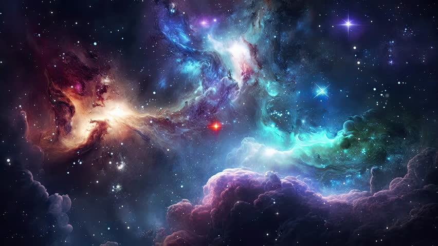 Abstract outer space endless nebula galaxy background Royalty-Free Stock Footage #3445020455
