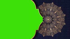 Ramadan,Eid, Arabic Islamic east style Mandala Animation Green Screen Background. 
Mandala Green Screen background element. Golden Mandala Alpha Channe 4k video footage,
Mandala animation background.