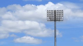 Stadium lights standing against a blue sky Video
