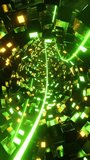 Flying inside green data cables. Vertical looped video