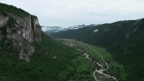 Beautiful mountains and Fjords Views. Summer. 4k aerial drone footage. Majestic Mist Forest Aerial View. Autumn Fog Landscape. Magical Fog to Horizon. Epic Amazing Nature Landscape.