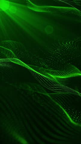Green background with wave of lines and dots. Vertical looped animation. Royalty-Free Stock Footage #3445186135