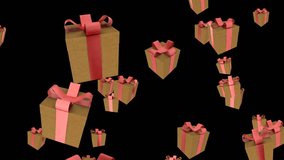 Gifts boses falling on black background Intro for your video