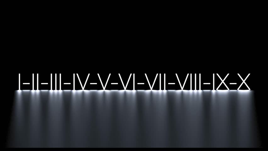 Roman numerals 1 to 10, from I to X. Glowing, neon Roman signs, numbers. Roman numerals,animation Royalty-Free Stock Footage #3445203899