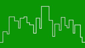 Animated silver silhouette of city is drawn. Linear town. Looped video. Concept of trip, travel, construction, architecture. Line vector illustration isolated on green background. - Powered by Shutterstock - Get 15% off with code: PIKWIZARD15