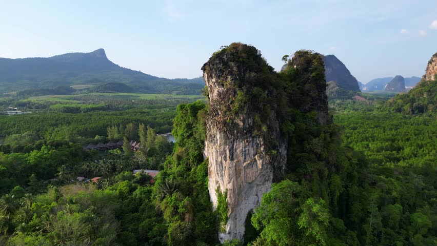 landscape cliff mountains rock thailand. Nice aerial top view flight drone