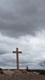 Vertical Video Tracking Storm Clouds with Three Christian Crosses Pan