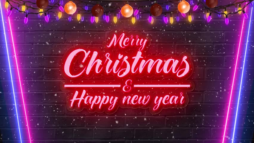 Merry Christmas and happy new year neon style