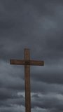 Christian Cross with Ominous Storm Clouds Timelapse Background Vertical Video