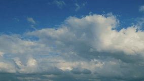 Abstract Cumulus Clouds. Beautiful Clouds Move On A Warm Summer Day. For Eco Or Weather Climate Projects.