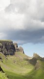 timelapse of the beautiful Quiraing range of mountains in Isle of Skye, Scotland in vertical format